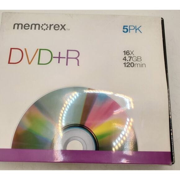 MEMOREX Blank Compact Disk Recordable DVD+R 120min. 5pk. Plus Bonus Disc - Picture 4 of 4